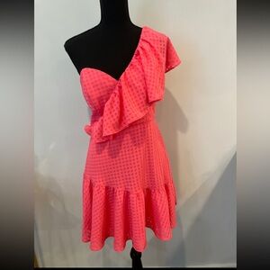 Boutique Pink One Shoulder Dress